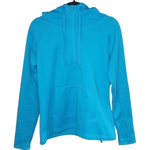 ATHLETA Atmosphere Anorak Jacket Quater Zip Thumb Blue holes‎ Women's Size S - Picture 3 of 15